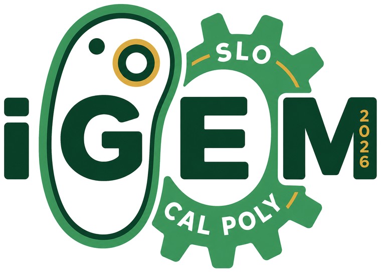 iGEM Cal Poly SLO 2026 team logo: a bacterial cell and a gear around the letters iGEM